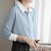 Yino Long Sleeve Collared Shirt Perfect for Spring Women's Two-Tone Blouse, Flattering, Slimming, Simple, Elegant, Casual, Commuting, Office, Formal,
