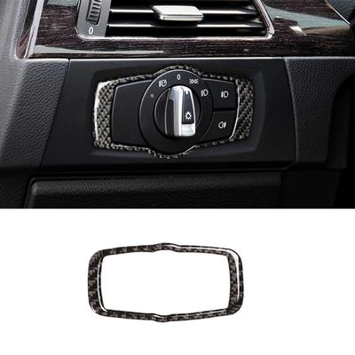 Car Styling Carbon Fiber Style Interior Headlight Switch Frame Cover Trim For BMW 5 Series E60 E61 2004 - 2010 Auto Accessories