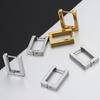 2-4pcs Stainless Steel Earrings Triangular Rectangle Earrings Hoop Fashion Jewelry Making DIY Women Men Punk Hiphop Bijoux