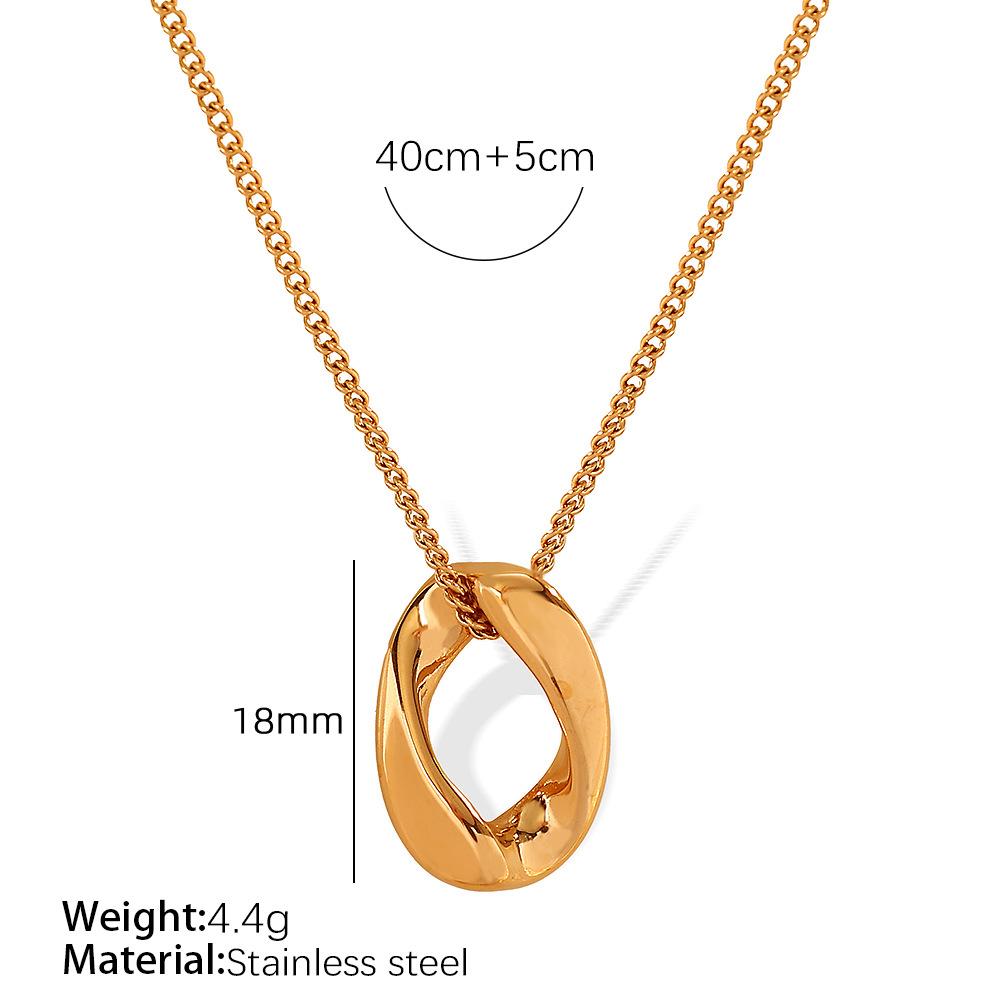 Cold wind gold oval pendant necklace female design sense simple style stacked ins tide