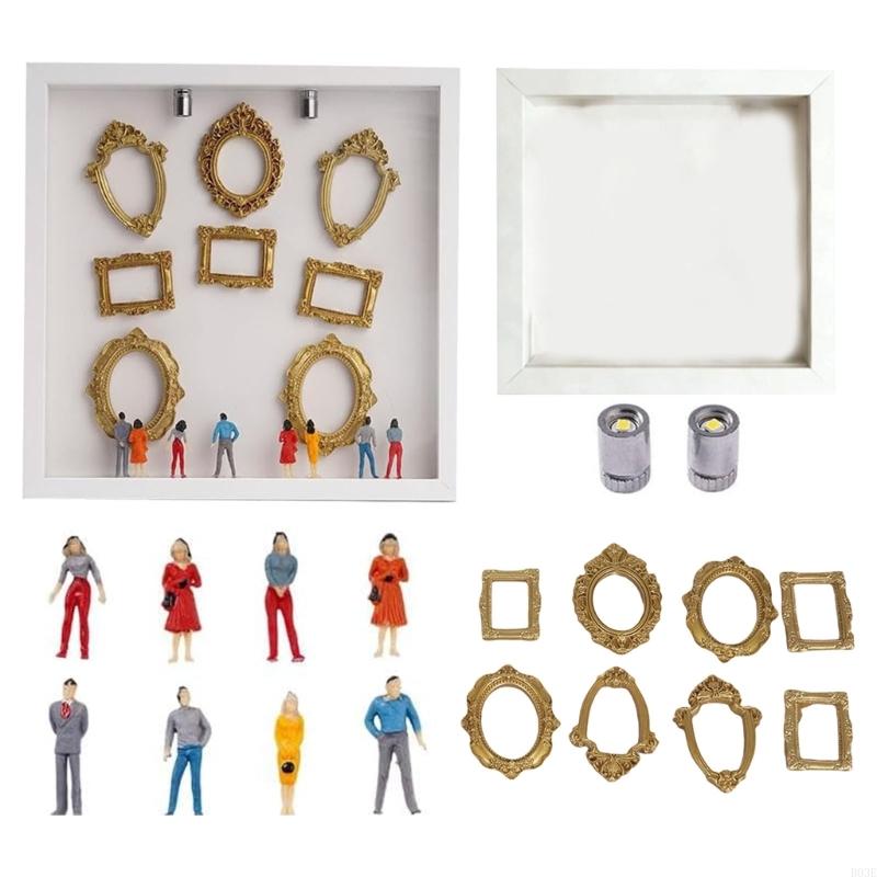DIY Mini Museums Silhouettes Box,Shadows Box Frame Display Case,Personalize Photo Shadows Box Display with Figurine B03E