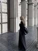 Elegant Square Neck A-Line Dress - Women's Early Spring 2026 Arrival, Long Sleeve, Waist-Cinched Fake Two-Piece Design.