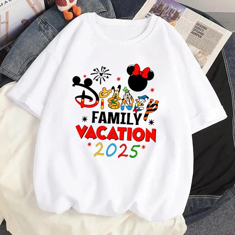2025 Disney Family Vacation Graphic Printed Tshirt Clothes Summer Women Casual Short Sleeves Streetwear T Shirt Tees Tops