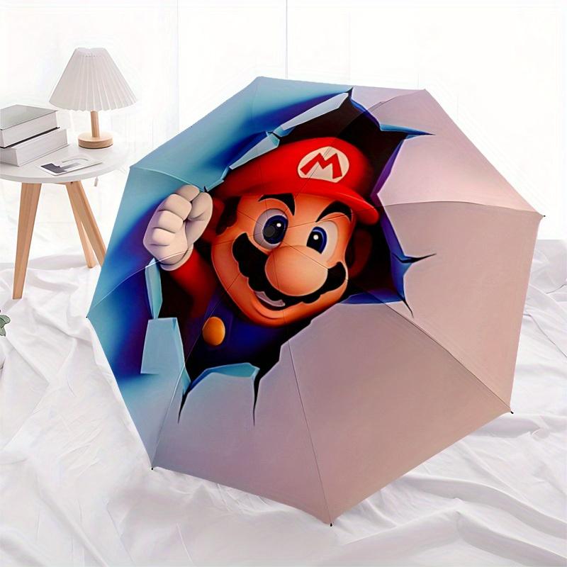 1pc Mario Breakthrough Automatic Open/Close Umbrella Sturdy Iron Frame, Compact Travel Umbrella - Perfect Gift for Women, Men a0829112