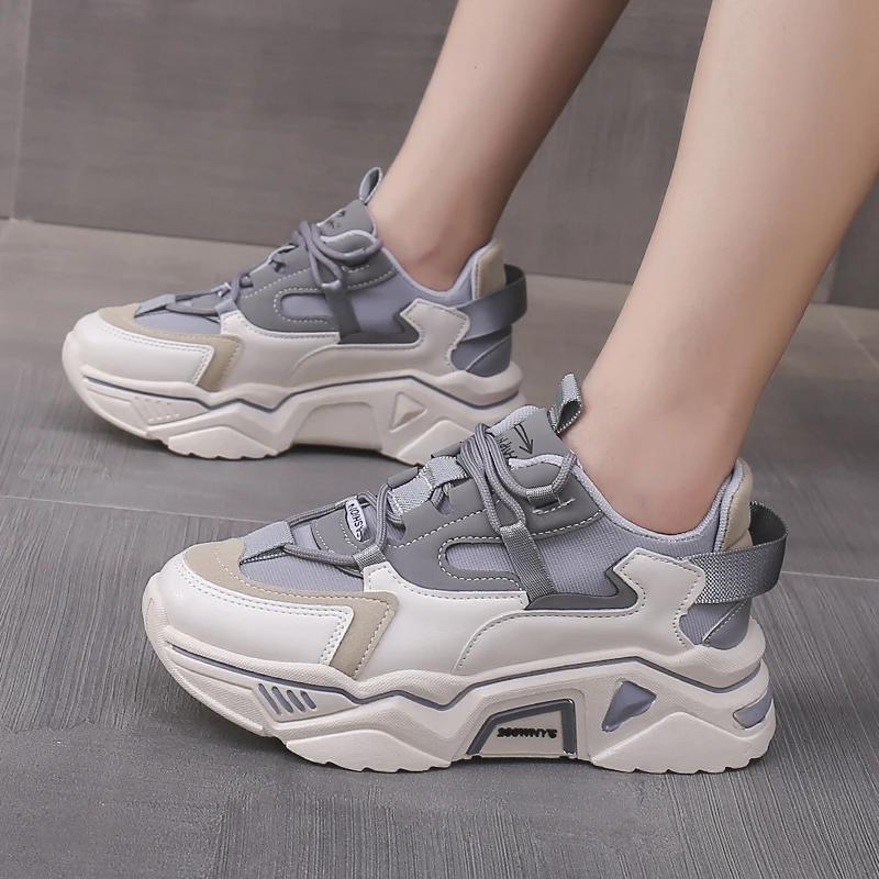 Spring and Autumn New Style Breathable Thick-soled Fashionable Sports and Leisure Student Color Matching Shoes
