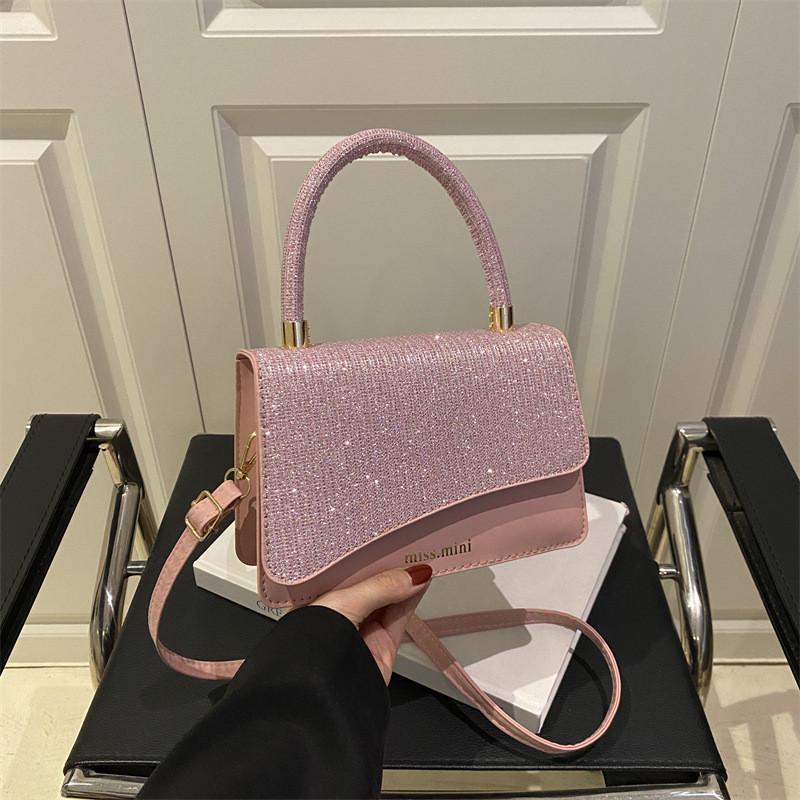 Pu Material Small Shoulder Bag For Daily Use With Letter Printed Glossy Material