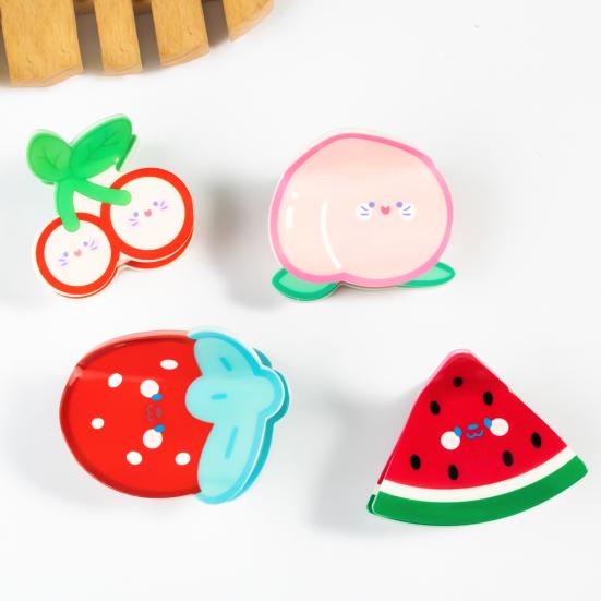 Women Hair Claw Cartoon Fruit Shape Shower Hair Clip Medium Size Acrylic Back Head Hair Claw Versatile Hair Accessory