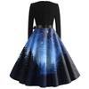 Women's Fashion Casual Round Neck Christmas Print Long Sleeve Dress