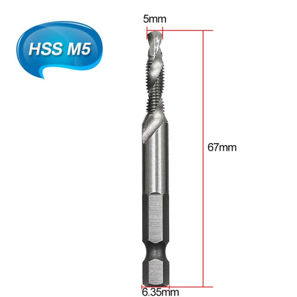 

Hexagon Shank Tapping Bit High Speed Steel Spiral Tap High Quality Threading Taps Drill Tools M5