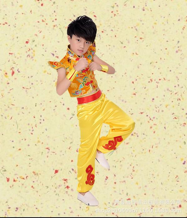 Festive Children s Wushu & Yangge Performance Nezha Red Dance Costumes for Toddlers 130 cm