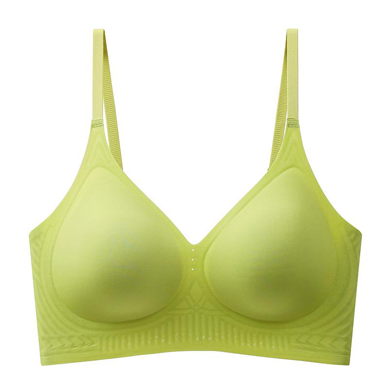 

Cool feeling, seamless collection of secondary breasts, anti-sagging, no steel ring bra, showing small breasts m (recommended 42.5-50kg 34ab=75ab) оливковое зеленый
