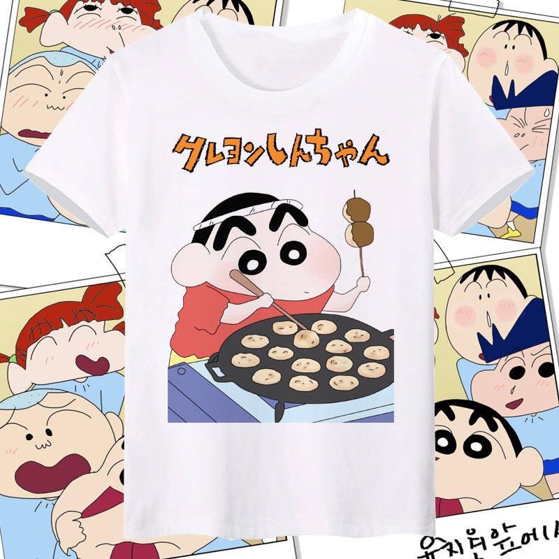 Crayon Shin Chan All Characters Print T Shirt Unisex Women Cute Cartoon Casual Short Sleeve Anime Tee Top