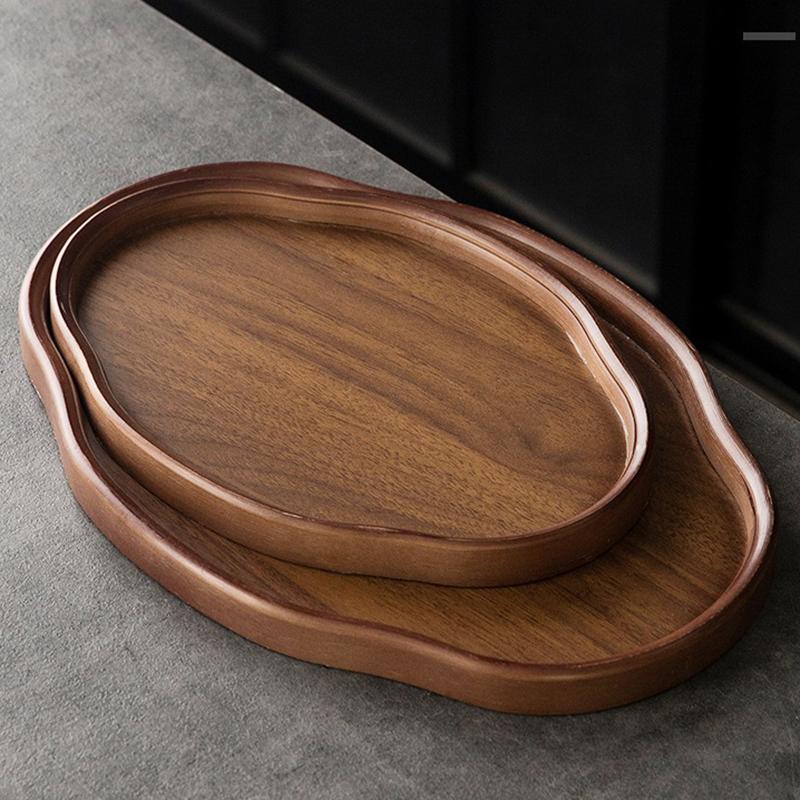 Chinese Style Bamboo Decorative Serving Tray Smooth Surface Tea Tray Vintage Fruit Platter Afternoon Tea Coffee Dessert Plate