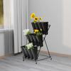 3 Tiers Iron Flower Stand W/12 Plastic Flower Buckets ,Suitable for Organizing and Displaying Potted Plants