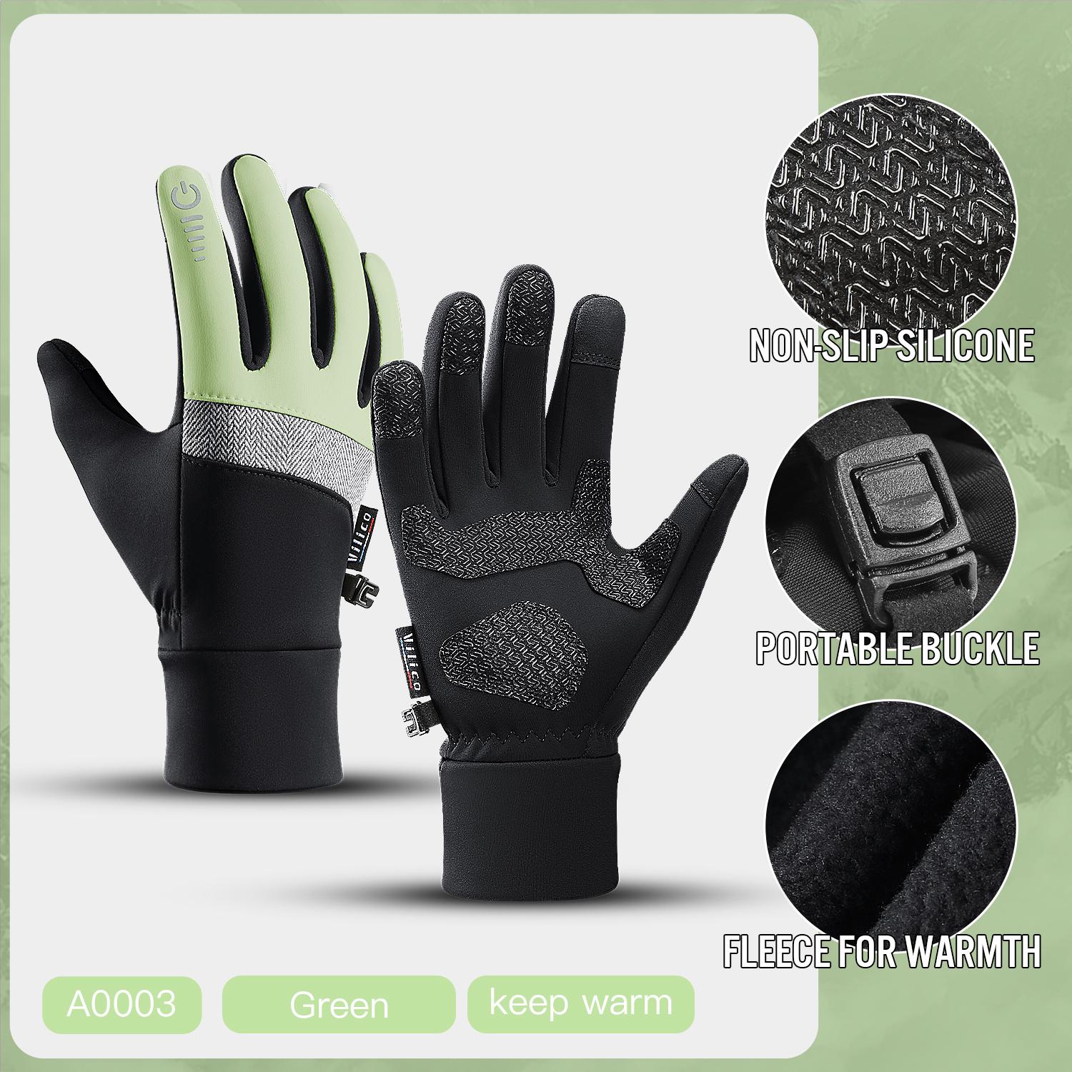 

Vilico Cycling Fitness Gloves With Fleece For Spring Autumn Winter Cold Resistance Touch Screen Gloves Reflective Strip Design XL