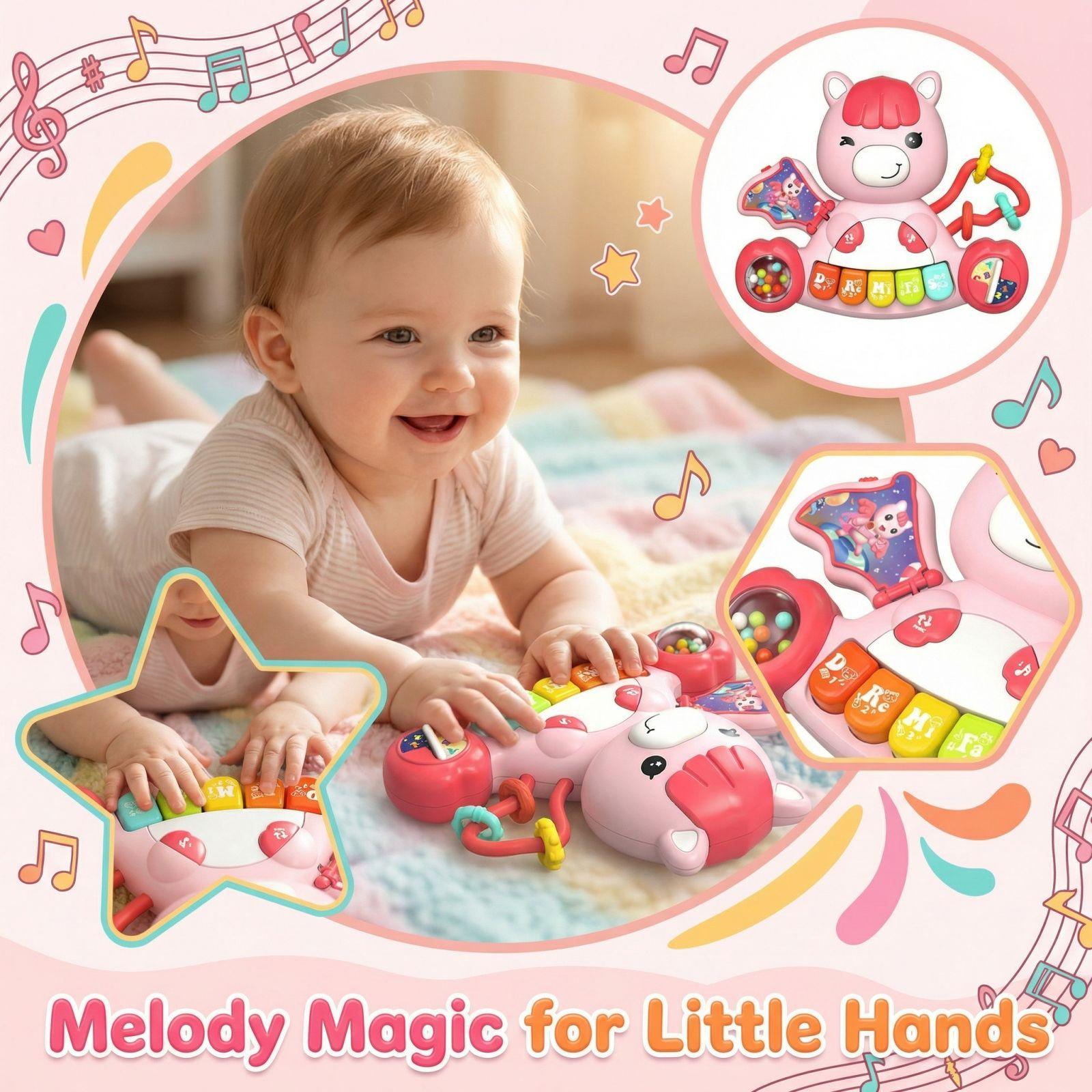 Infant And Toddler Cartoon Animal Finger Piano, Sensory Grasping Training, Educational Interactive Toy One Size