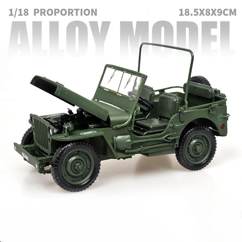 

1:18 Willys GP Tactical Military Jeep SUV Alloy Metal Diecast Model Car Home Decoration & Computer Desktop Ornaments Holiday Toy зелёный