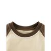 Spring and Autumn Long-Sleeved T-Shirts for Boys and Girls, Round Neck Patchwork Sleeve Tops, Solid Color Plain Bottoming Shirts for Older Children