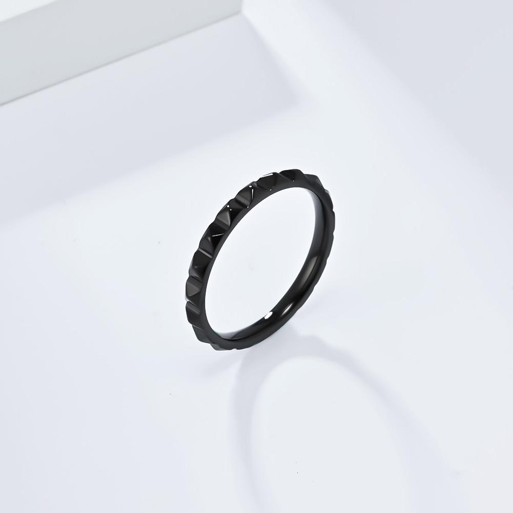 Titanium Steel Pyramid Grid Pinky Ring Matte Finish Geometric Jewelry Adjustable Stackable Commute Accessories Everyday Wear