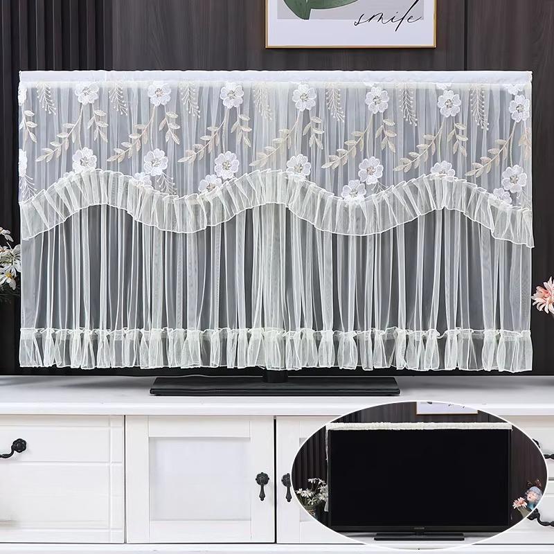 1pcs European Style Lace TV Cover Brand Universal Liquid Crystal TV Cover Cloth Anti Dust and Sun Protection Home Decoration Fabric Easy To Clean