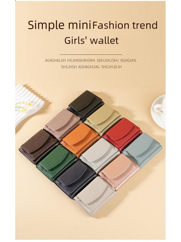 Japon Tarzı Kadın İnek Derisi Cüzdan - Kısa Deri Bozuk Para Kesesi