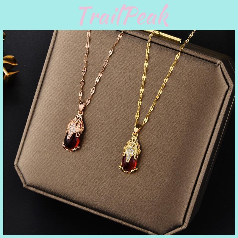 18k Red Lucky Plated Gold Pixiu Necklace Trendy Clavicle Fashion Accessory For Women