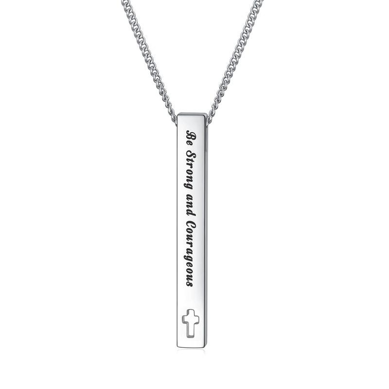 Stainless Steel and Titanium Long Strip Bible Lady Necklace