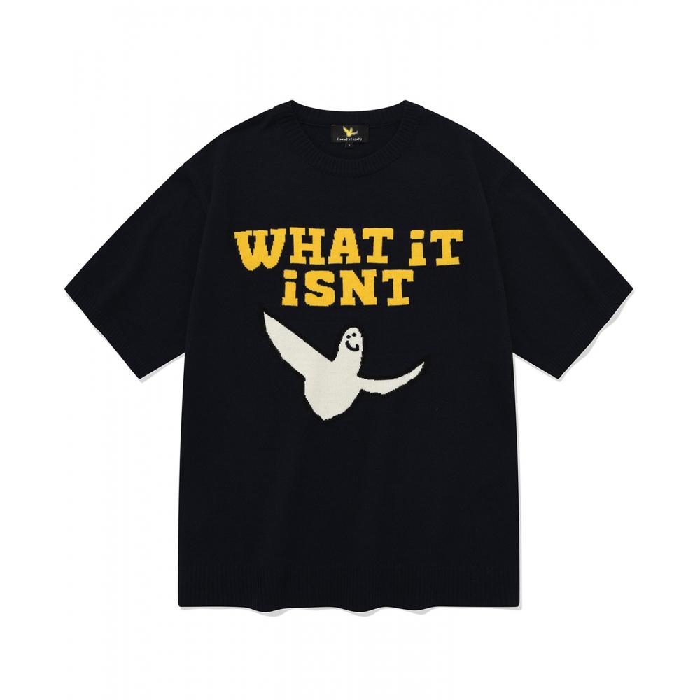 

WHATITISNT Angel Intasha Трикотаж с Коротким Рукавом Темно-Синий