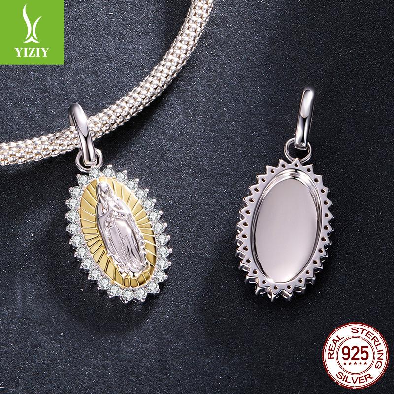 S925 Sterling Silver Virgin Mary Pendant Jewelry Accessories Cross-Border Fashion Mother Diy Beads