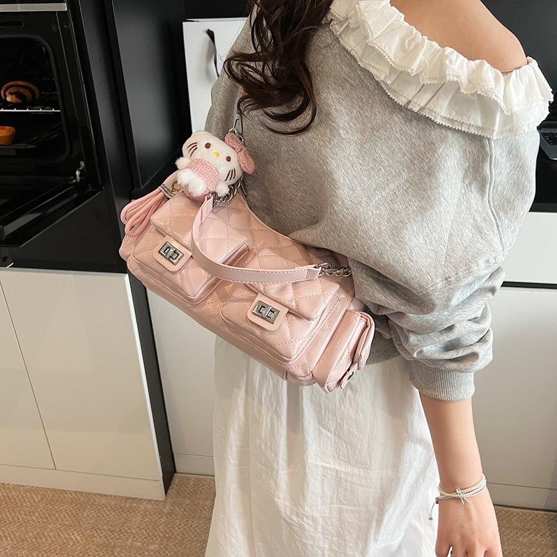 

Versatile diamond light luxury messenger bag 2025 fashion chain underarm dumpling bag