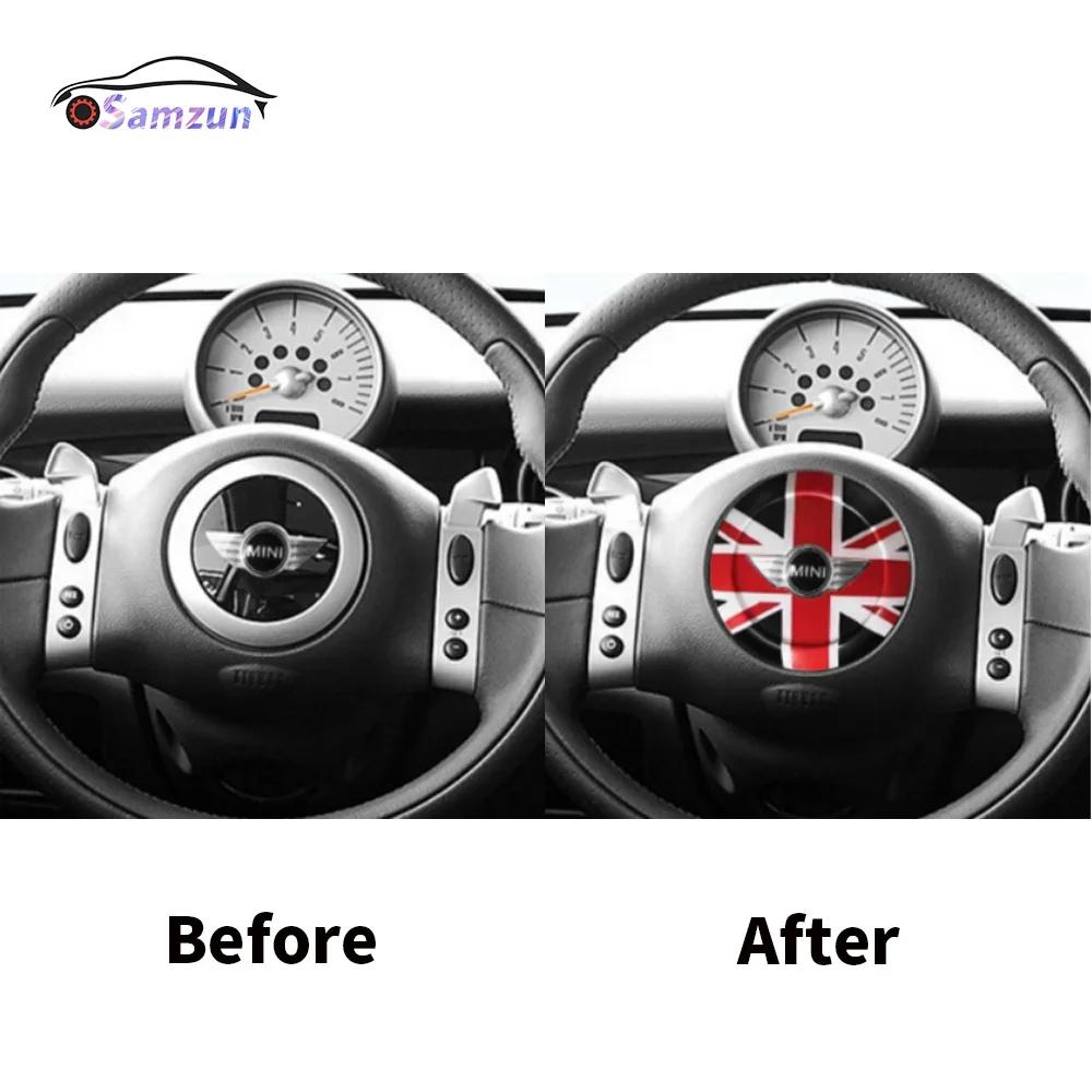 For MINI Cooper R50 R52 R53 Interior Trim Sticker Accessories Car Steering Wheel Center Cover Styling Decoration Middle Panel