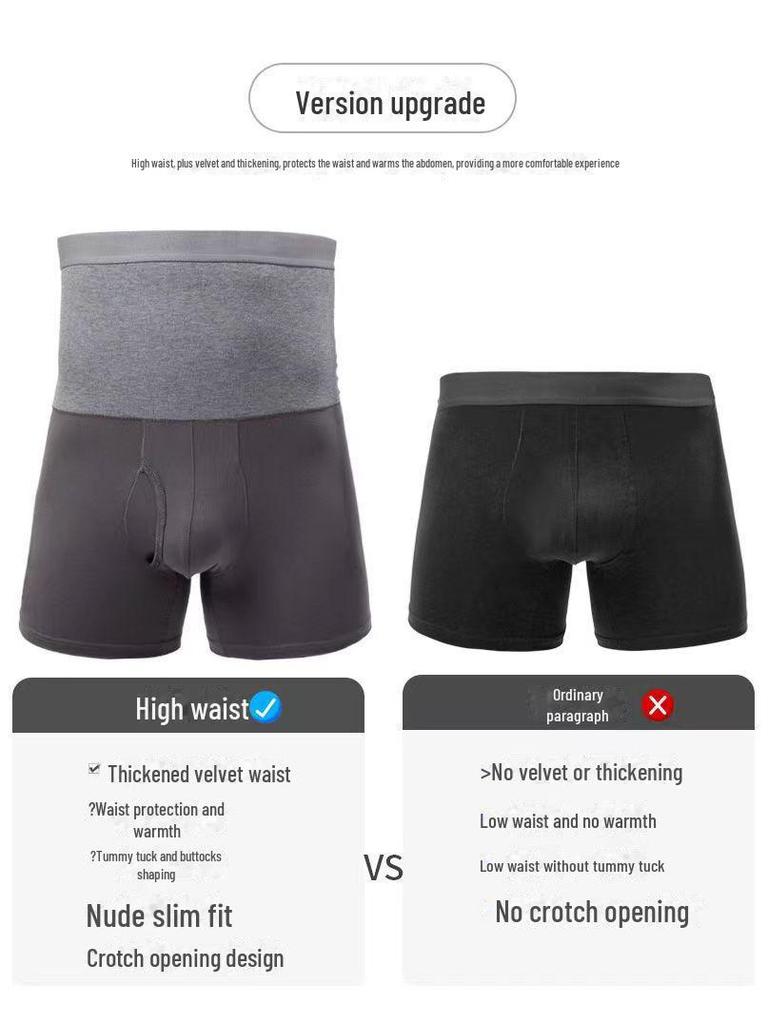 Męskie bokserki zimowe z aksamitu o wysokim stanie w dużych rozmiarach dla mężczyzn w średnim i starszym wieku