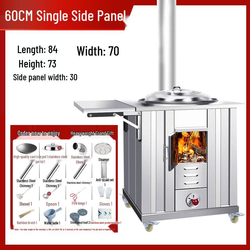 Portable Stainless Steel Wood Stove for Outdoor Cooking