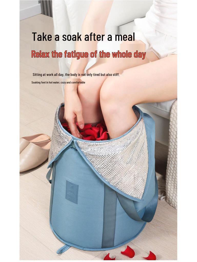 Portable Insulated Folding Foot Bath Bag - Deep Soak Over-Knee Basin for Adults, Perfect for Travel & Home Use