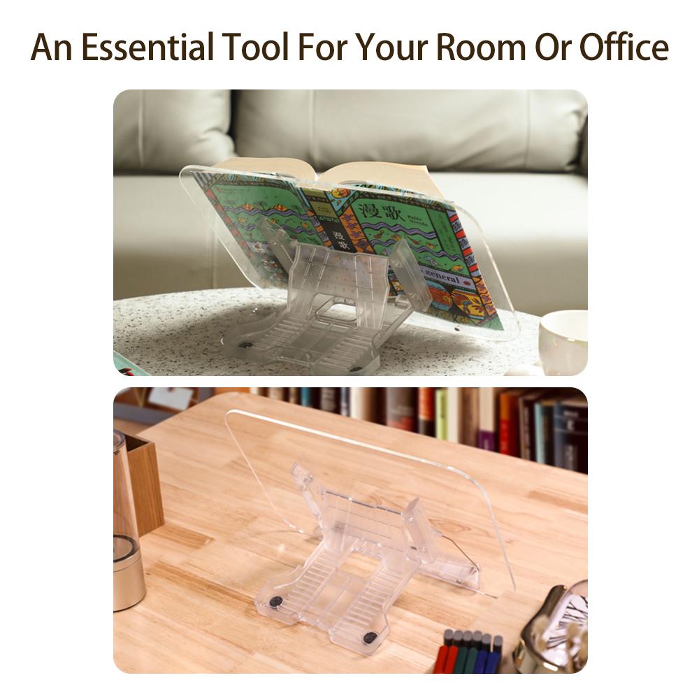 Stojak na książki na biurko Akrylowy stojak do czytania Lekki przezroczysty uchwyt na książkę na książkę kucharską Składany 13 kątów
