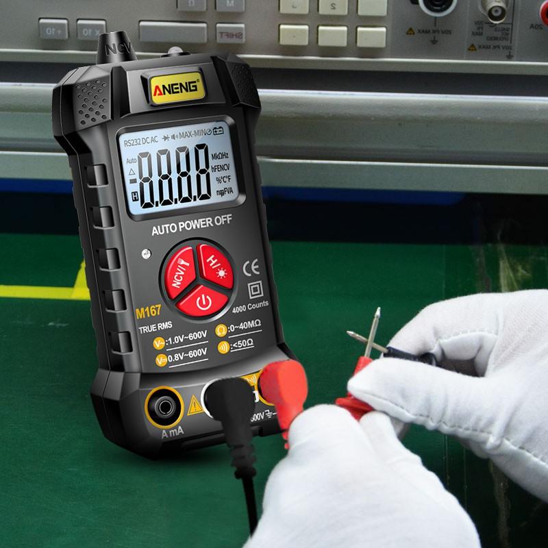 M167 Digital Mini Multimeter Tester Auto Multimetro True Rms Tranistor Meter With NCV Data Hold 4000counts NCV Flashlight