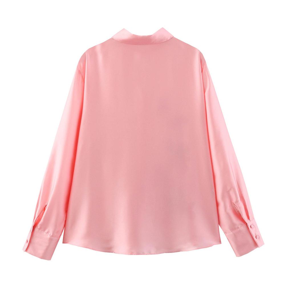 TAOP&ZA Women's Floral Print Satin Shirt - Spring/Summer Style