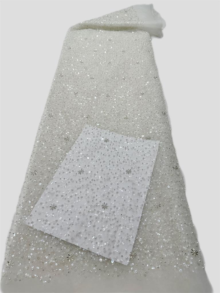 Luxury Pink Nigerian Lace Sequins Fabric 2025 High Quality Lace African Beads Lace Fabrics French For Wedding Party Dress Sewing