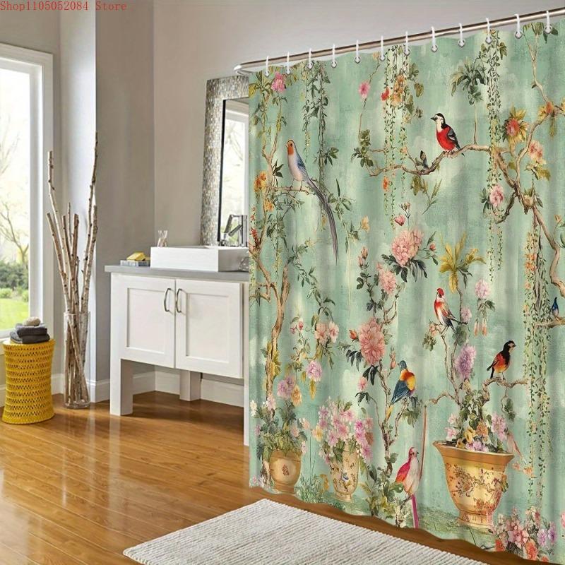 Quick Dry Easy Clean Shower Curtain With Hooks Waterproof Anti-mold Cute  Style Multi-scene Use For Bathtub Privacy Protection