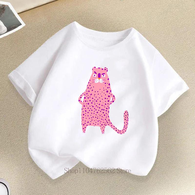 Cute Cat Print Children T-shirts Summer Girls Boys Casual Fashion Kawaii Short Sleeve Tops O-Neck Colorful Kids T-shirts