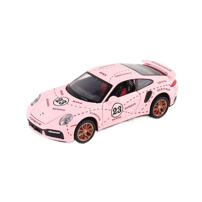 

1/32 Porsche 911 Turbo-S Модель автомобиля Высокая имитация литые игрушки со звуком и светом инерционные транспортные средства украшения игрушки для детей розовый