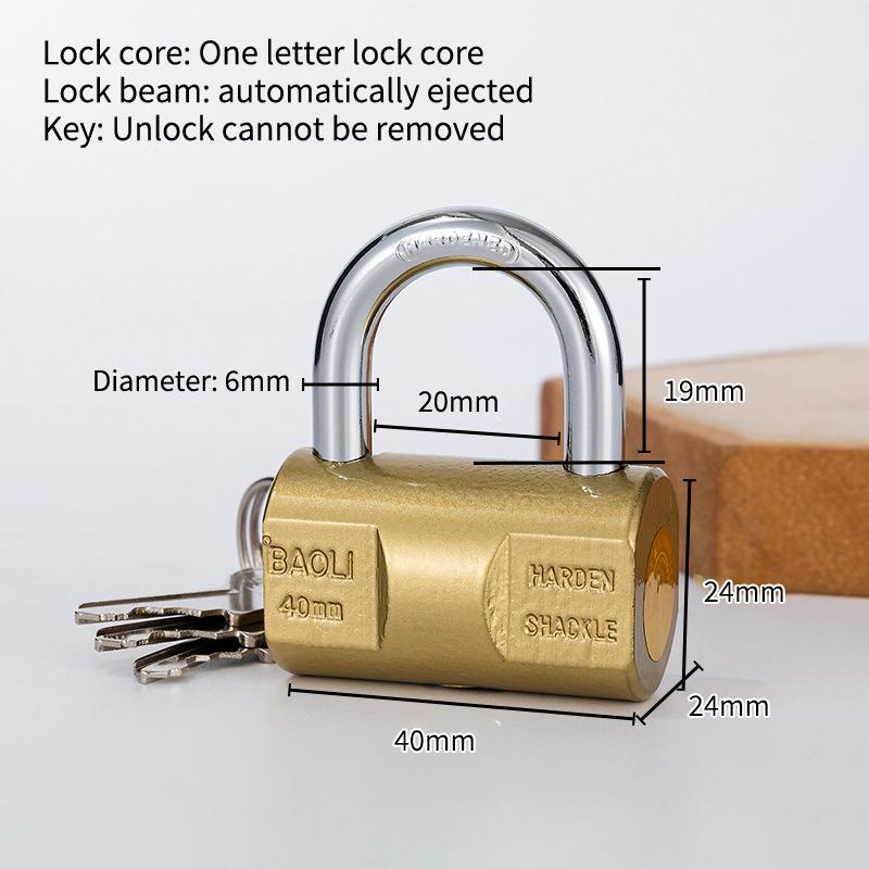 Padlock Small Locks For Luggage Case Locker Home Improvement Hardware 30Mm-80Mm Include 3Keys