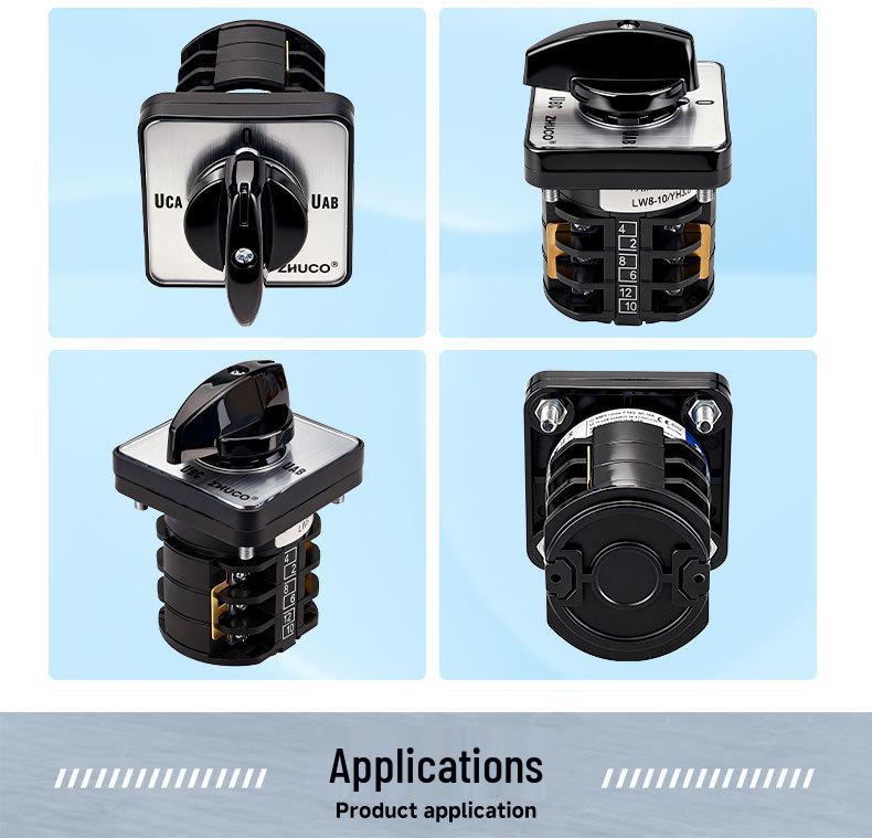 Zhuochao LW8-10/YH3.3 Three-Phase Voltage Switch with Zero Position, No Neutral Line, Universal Changeover.