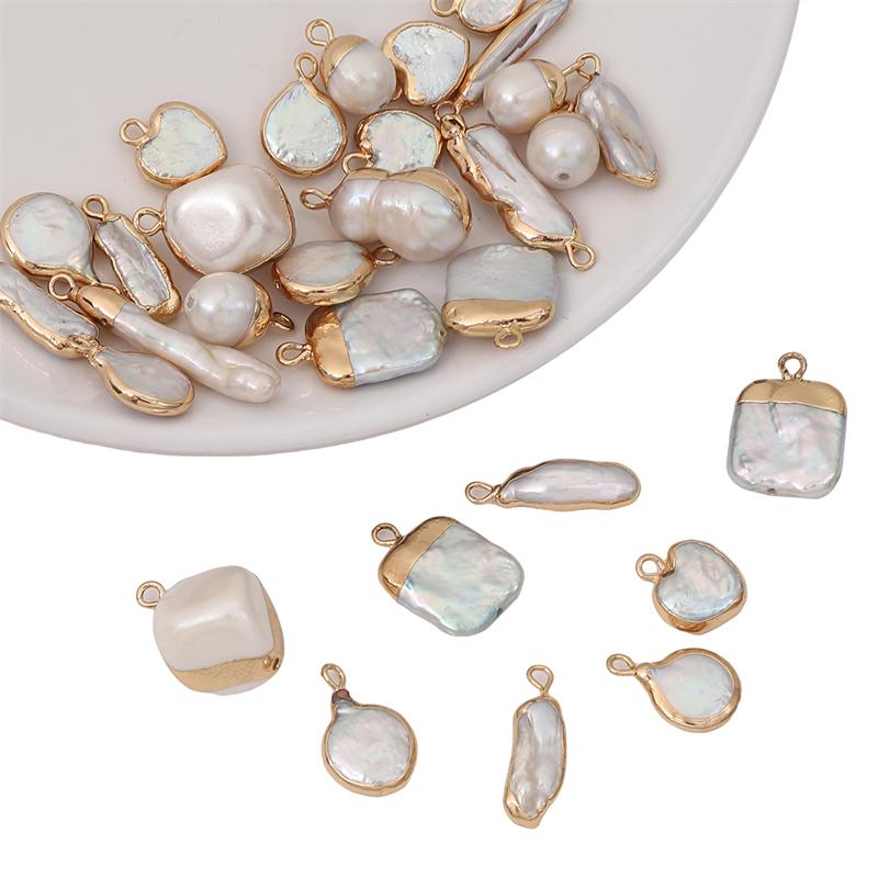 Natural Freshwater Pearl Irregular Gold Edging Single Hanging Style For DIY Necklace Bracelet Earrings Jewelry Making