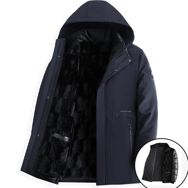 

Autumn and Winter Plus Size Men s Plush Thick Loose Mid To Long Hooded Casual Zipper Jacket Warm and Casual Windproof Business Jacket 4XL