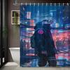 2D Flat Naruto Anime Cyberpunk Kakashi Hatake In Neon City Print Waterproof Shower Curtain For Bathroom Decor