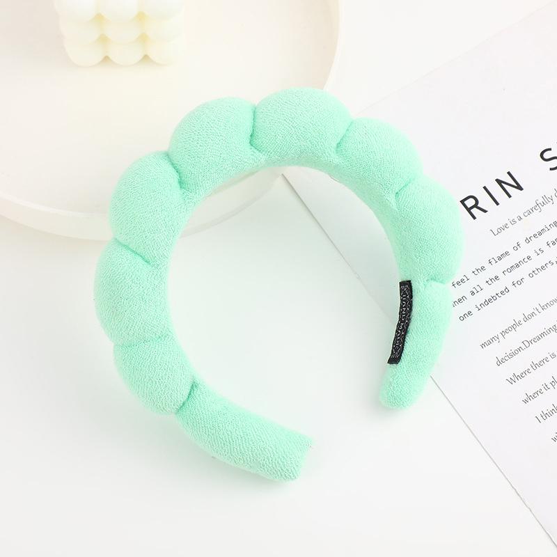 Solid Color Cloud Sponge Headband Washing Scrunchies Puffy Headband Washing Face Makeup Shower Skincare Hair Band