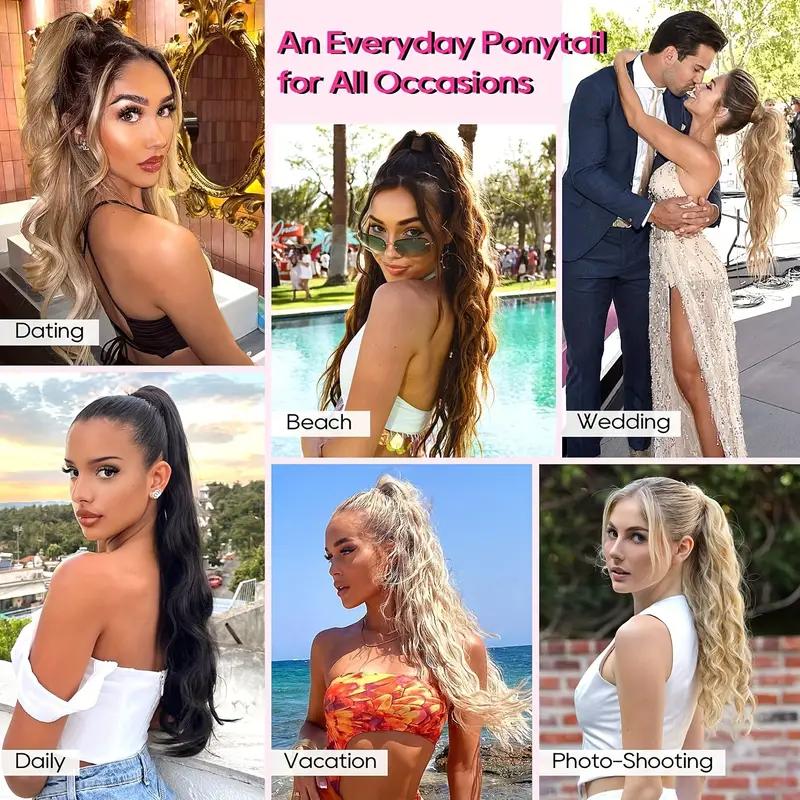 Synthetic Claw Long Curly Wavy Ponytail Hair Extensions Clip In Ponytail Elegant For Women Daily Use Hair Accessories