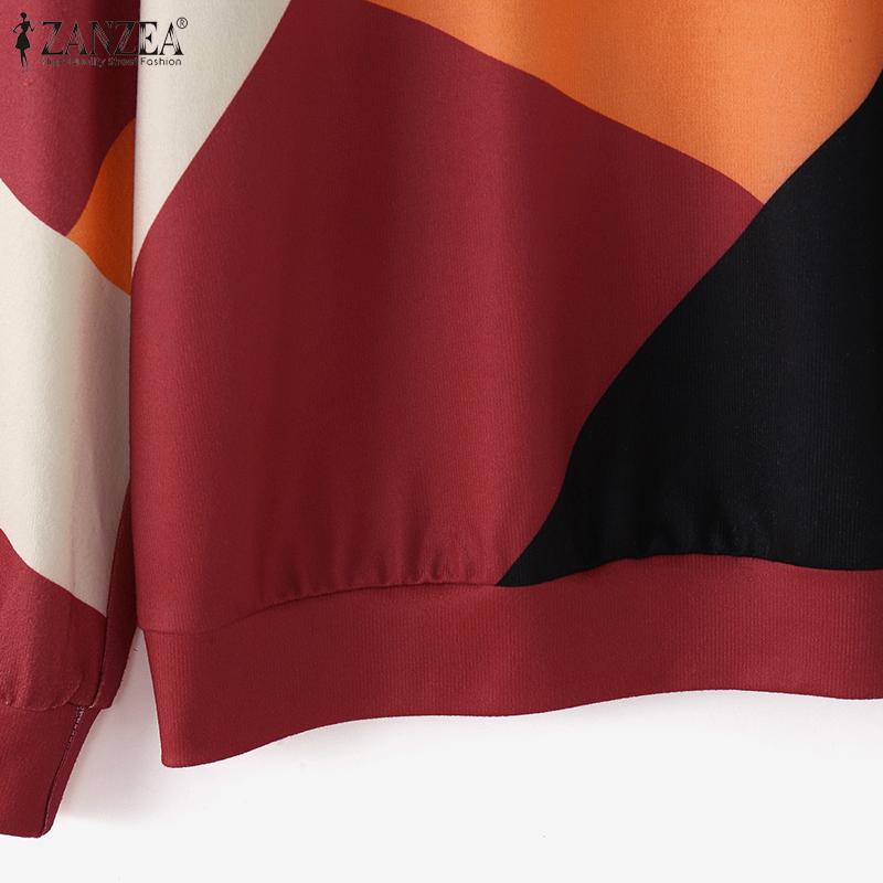 ZANZEA Women Autumn Turtleneck Long Sleeve Contrast Color Knitted Sweaters