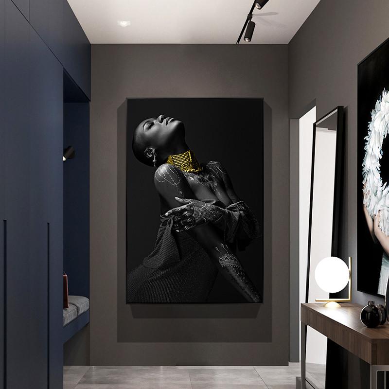 Black African Women Picture Wall Art Canvas Painting Modern Living Room Bedroom Home Decor Painting Posters and Prints Cuadros